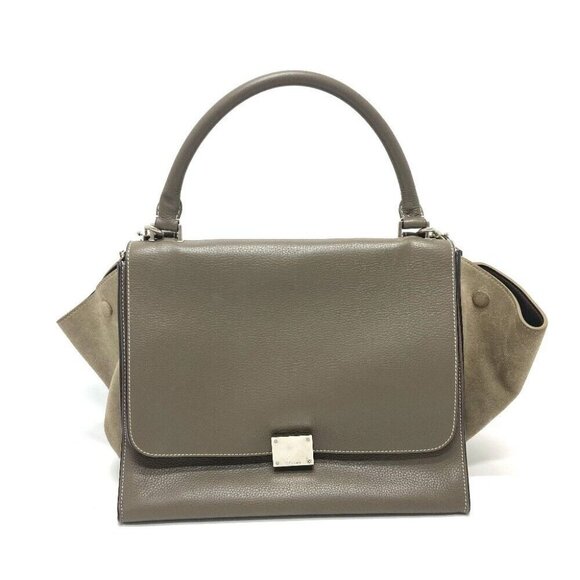 CELINE Trapeze 2WAY bag Hand Bag Leather Brown/Silver Hardware - Picture 1 of 15